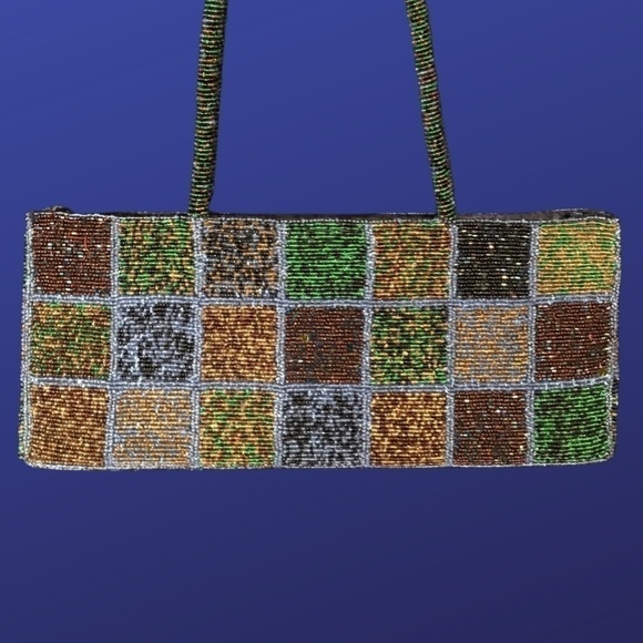 Arrow DESIGNS large pre-Owned vintage glass beaded evening bag handbag - Picture 1 of 8